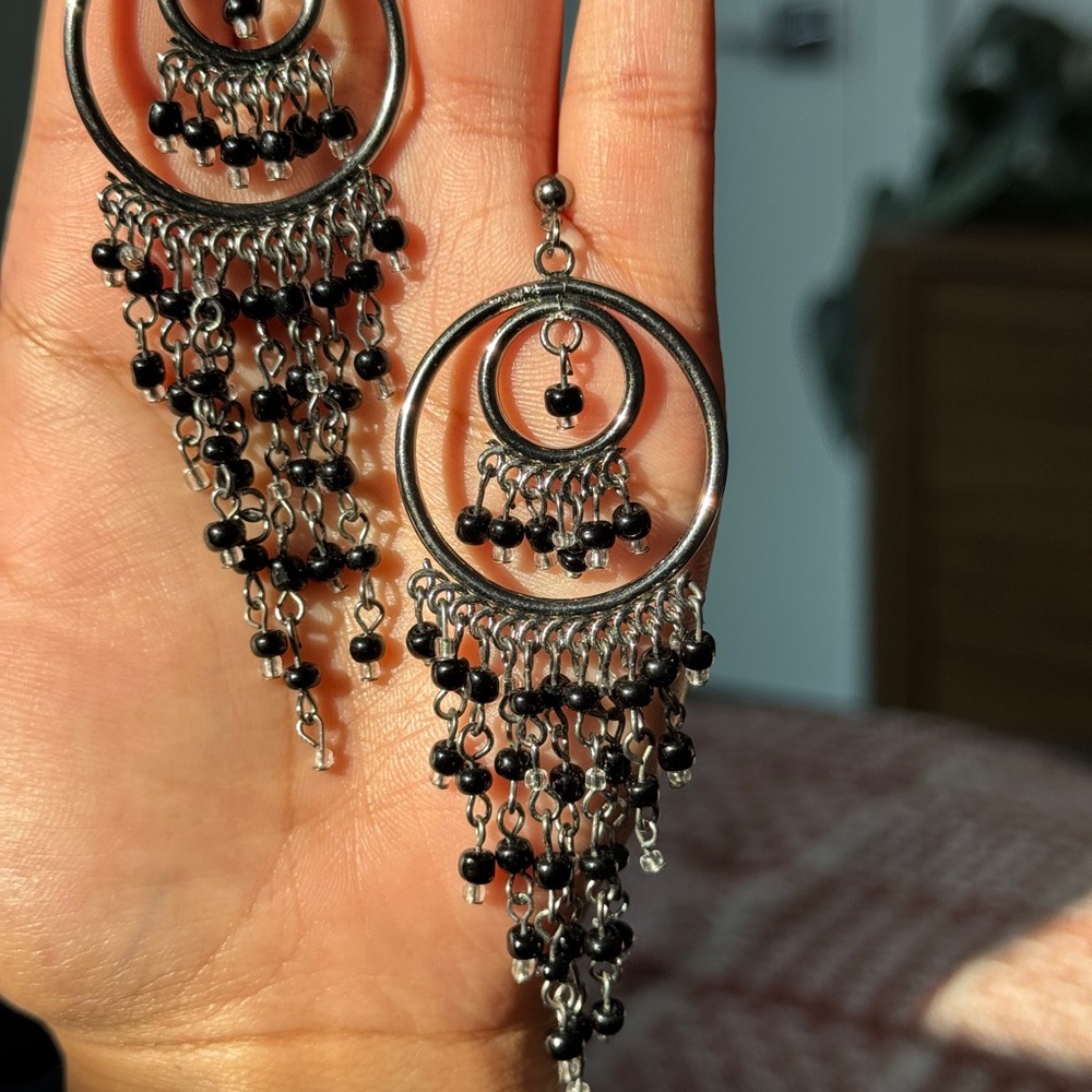 Sterling Silver and Black Onyx Drop Earring